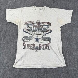 Vintage Dallas Cowboys Shirt Mens Large Gray NFL Distressed Super Bowl XXVII 90s